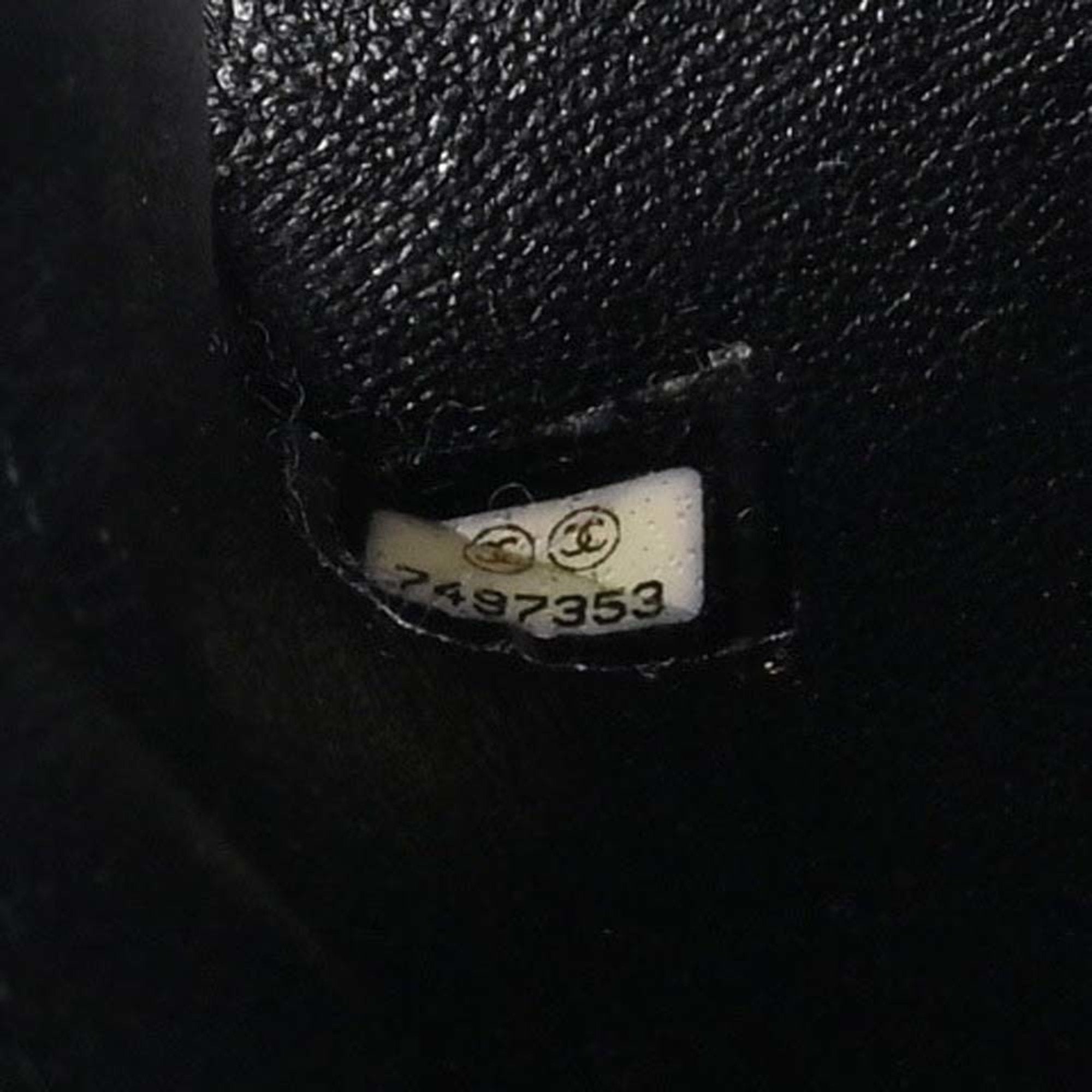 CHANEL Caviar Skin Matelasse Coco Mark Handbag Black Ladies