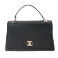 CHANEL Chevron Black Ladies Calf Handbag