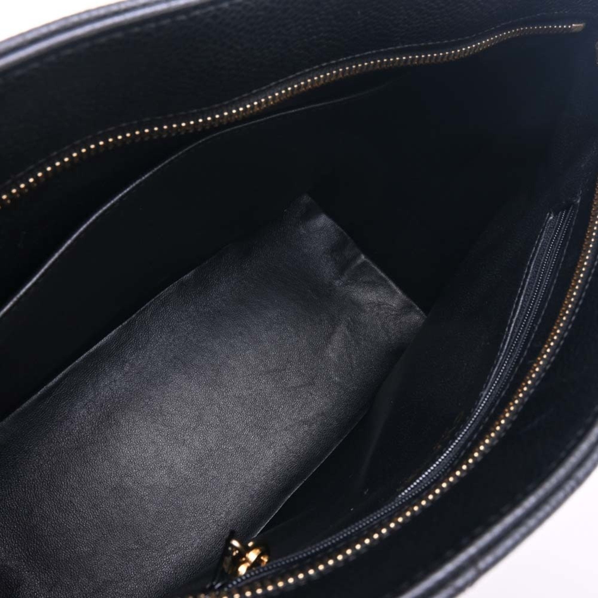 CHANEL Caviar Skin Coco Mark Reprint Tote Bag Black Ladies