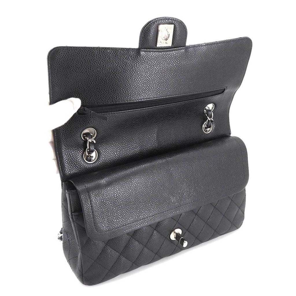 CHANEL Matelasse 25 Chain Shoulder Bag Caviar Skin Black A01112 Silver Hardware Coco Mark