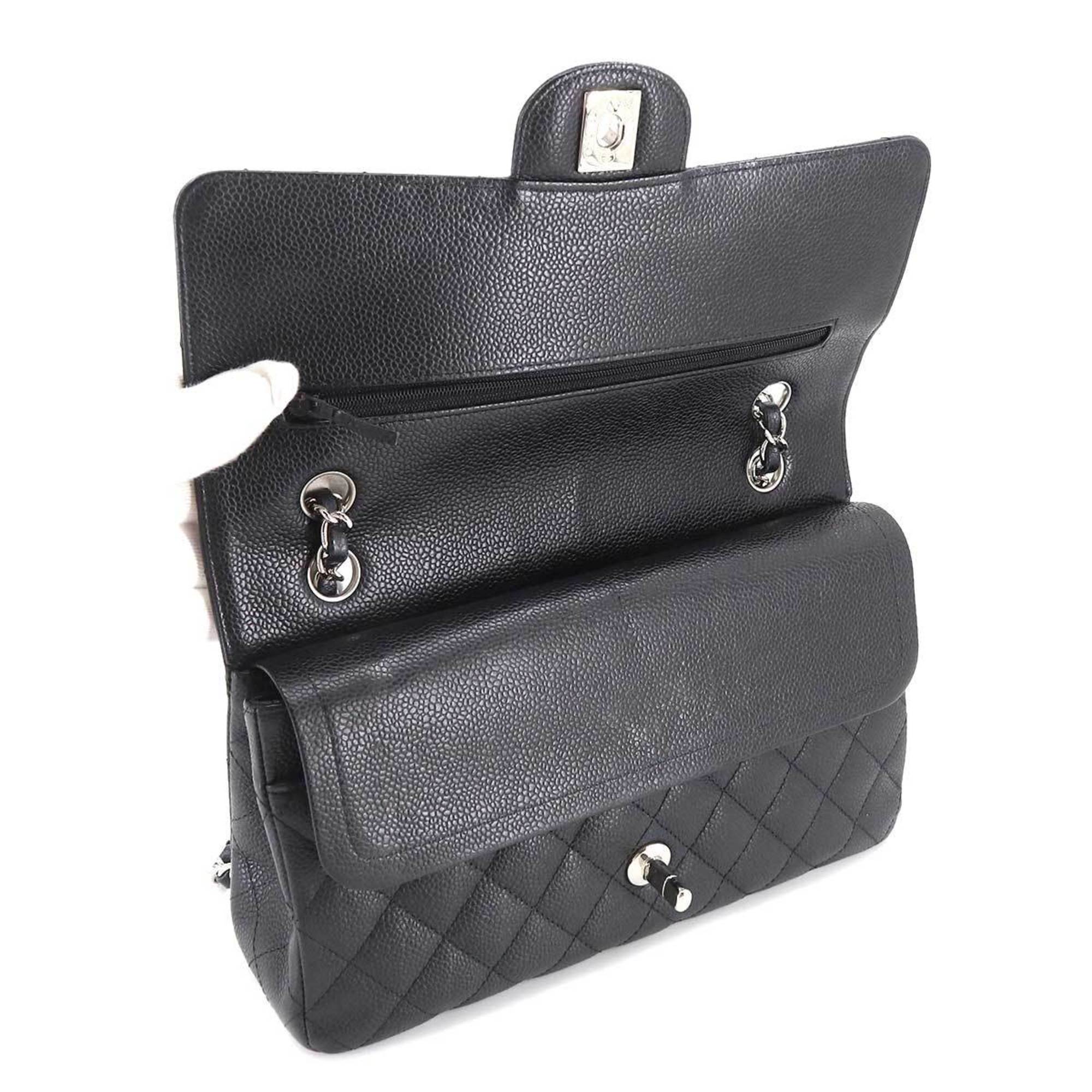 CHANEL Matelasse 25 Chain Shoulder Bag Caviar Skin Black A01112 Silver Hardware Coco Mark