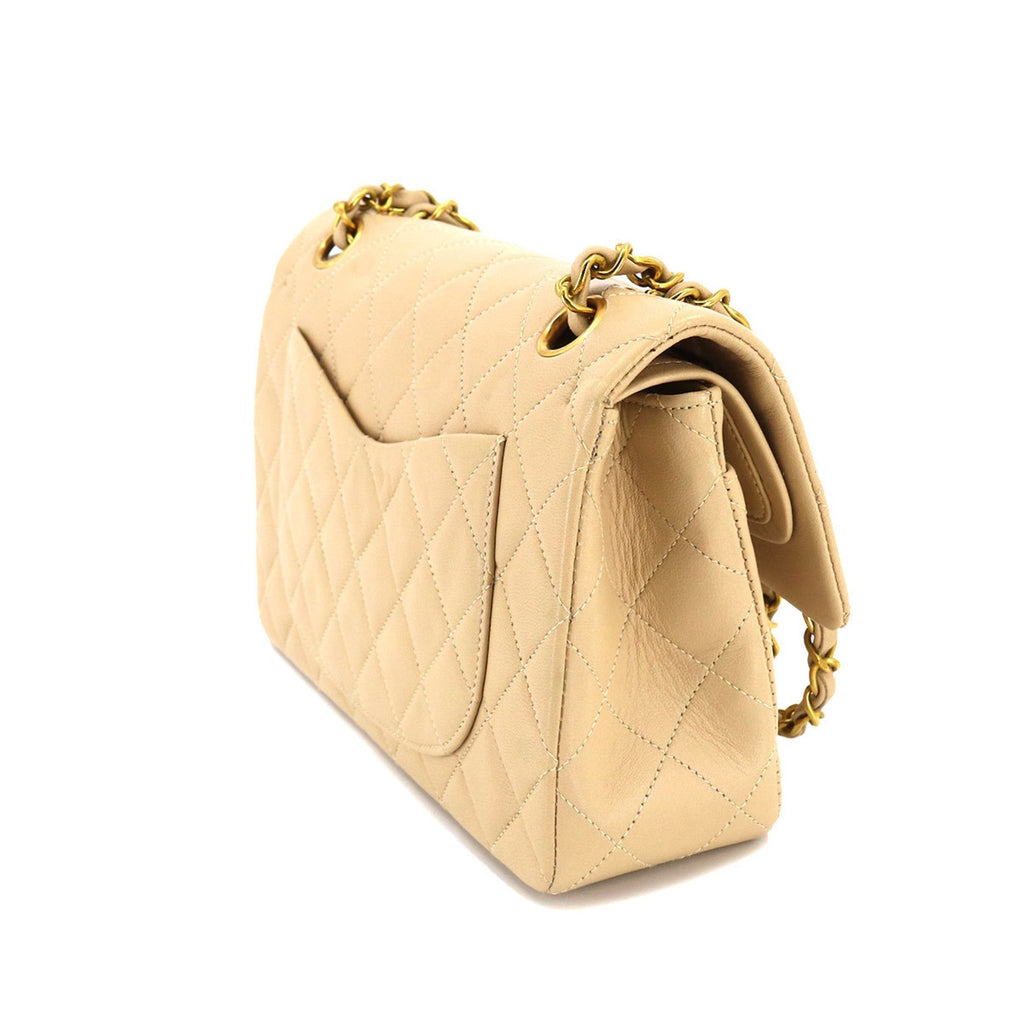 CHANEL Matelasse 23 Chain Shoulder Bag Leather Beige A01113 Vintage Coco Mark Gold Hardware