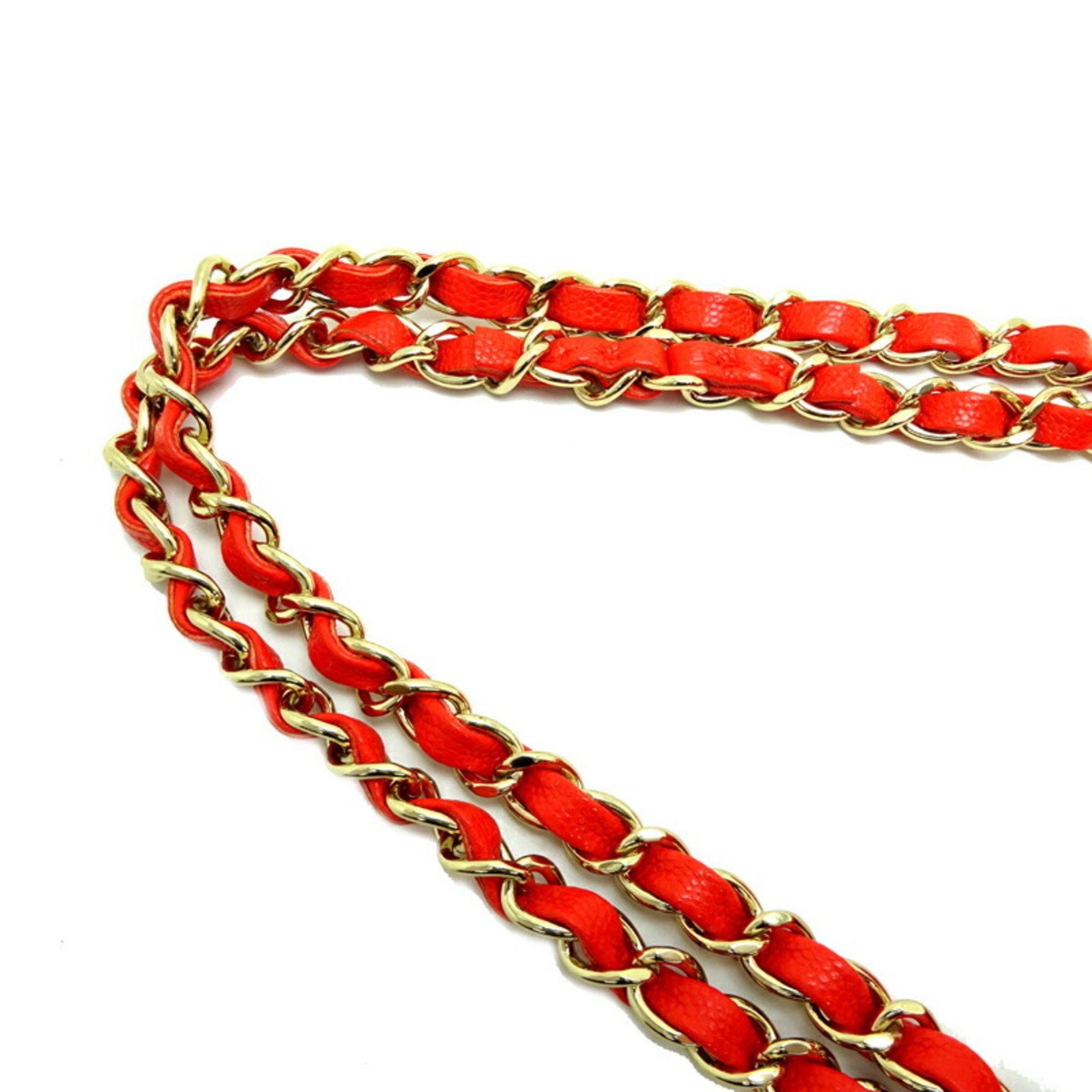 CHANEL Matelasse 25 Chain Shoulder Women's Bag A01112 Caviar Skin Red