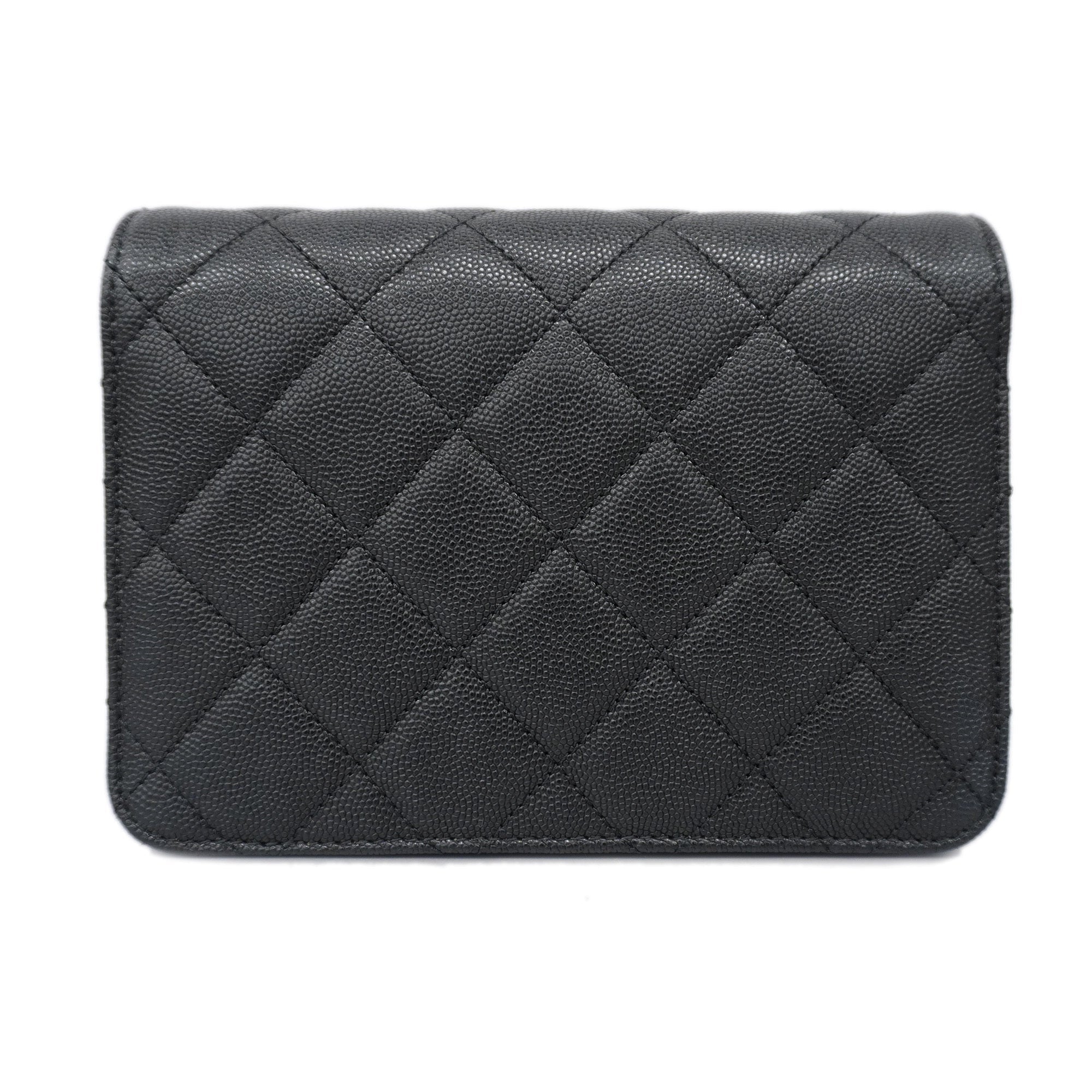 CHANELAuth  Matelasse Chain Shoulder Women's Caviar Leather Shoulder Bag Black