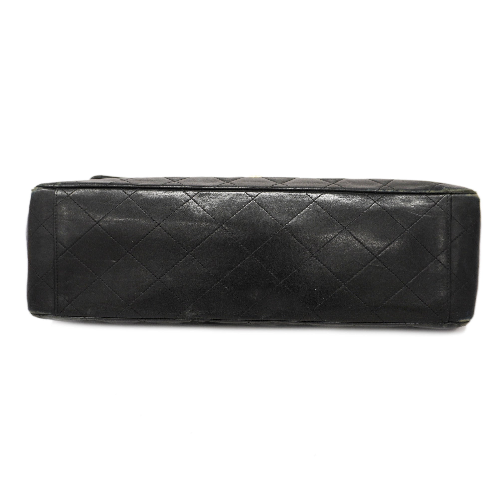 CHANEL  Big Matelasse W Chain Women's Leather Shoulder Bag Black