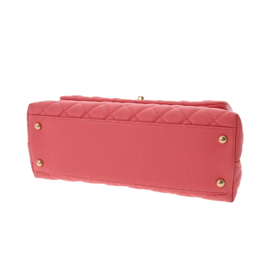 CHANEL Matelasse Coco Handle 28 Pink A92991 Ladies Caviar Skin Bag