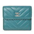 CHANEL wallet  chevron studs turquoise blue