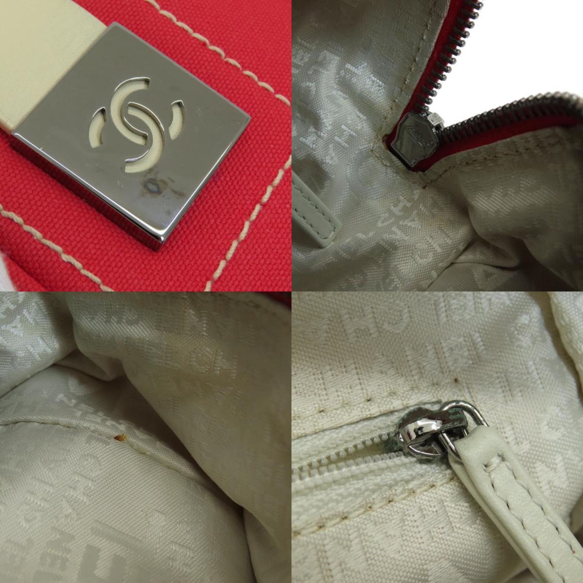 CHANEL Chocolate Bar Coco Mark Handbag Canvas Ladies