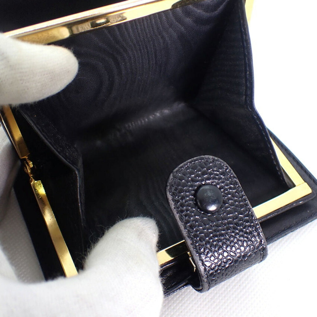 CHANEL caviar skin black two fold wallet