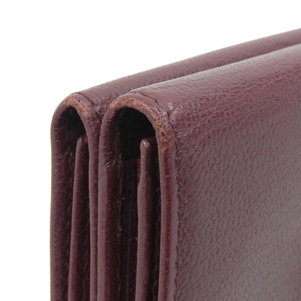 CHANEL Leather Cocomark Trifold Wallet Bordeaux Ladies