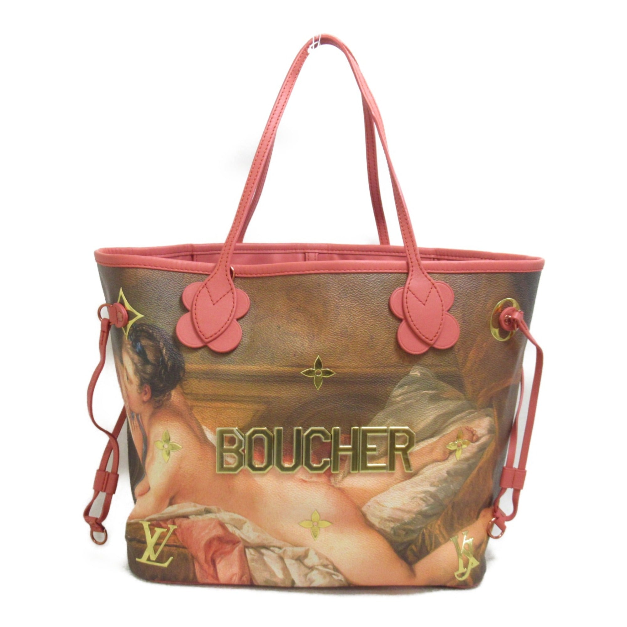 LOUIS VUITTON Boucher Neverfull MM Tote Bag Pink Masters collection PVC coated canvas