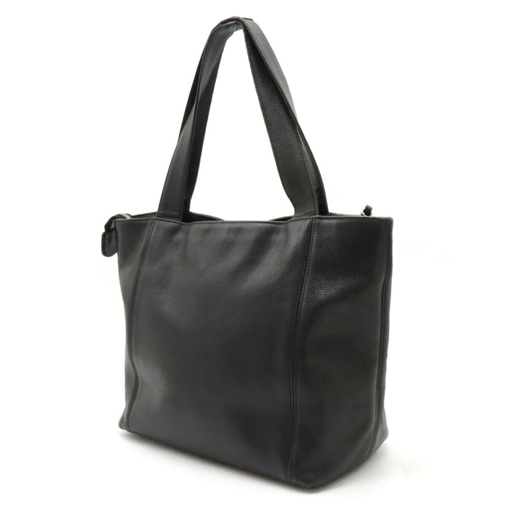 CHANEL here mark tote bag shoulder caviar skin black