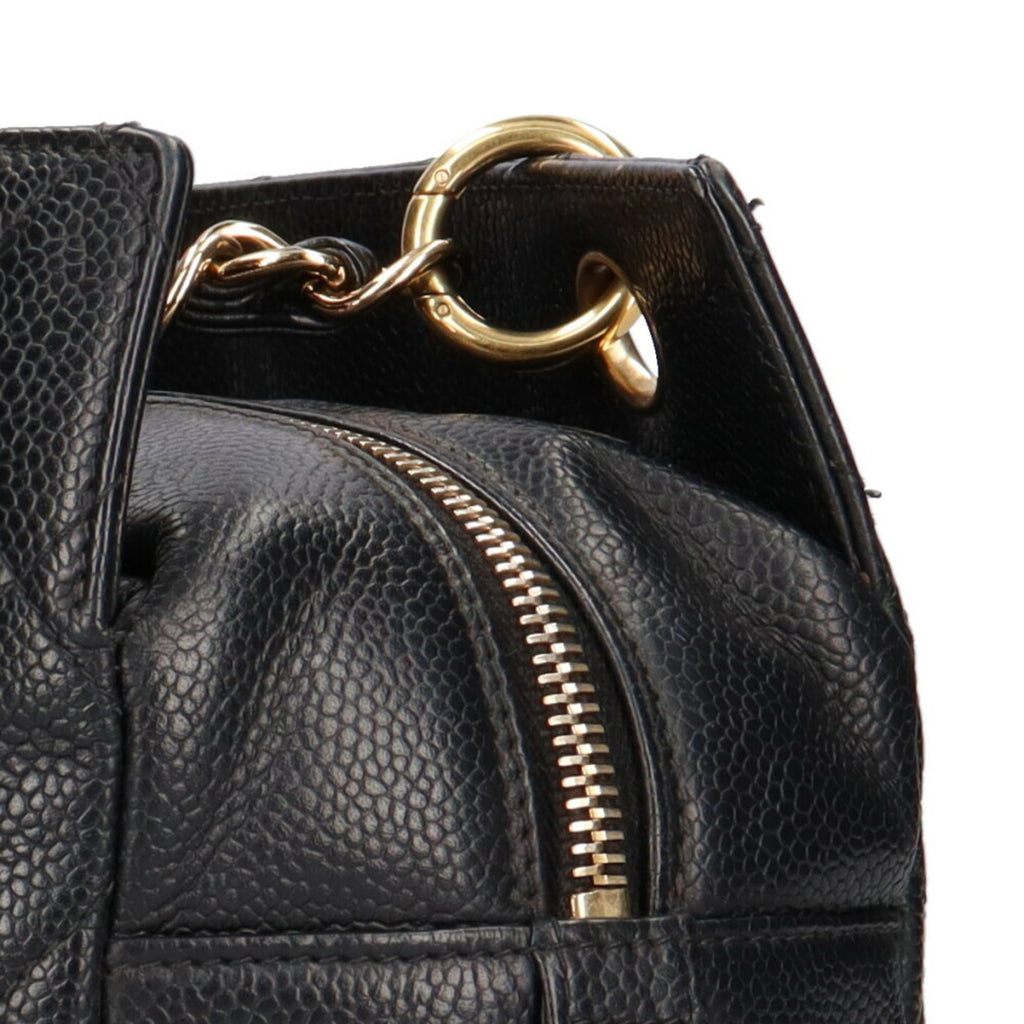 CHANEL chain matelasse handbag caviar skin black ladies