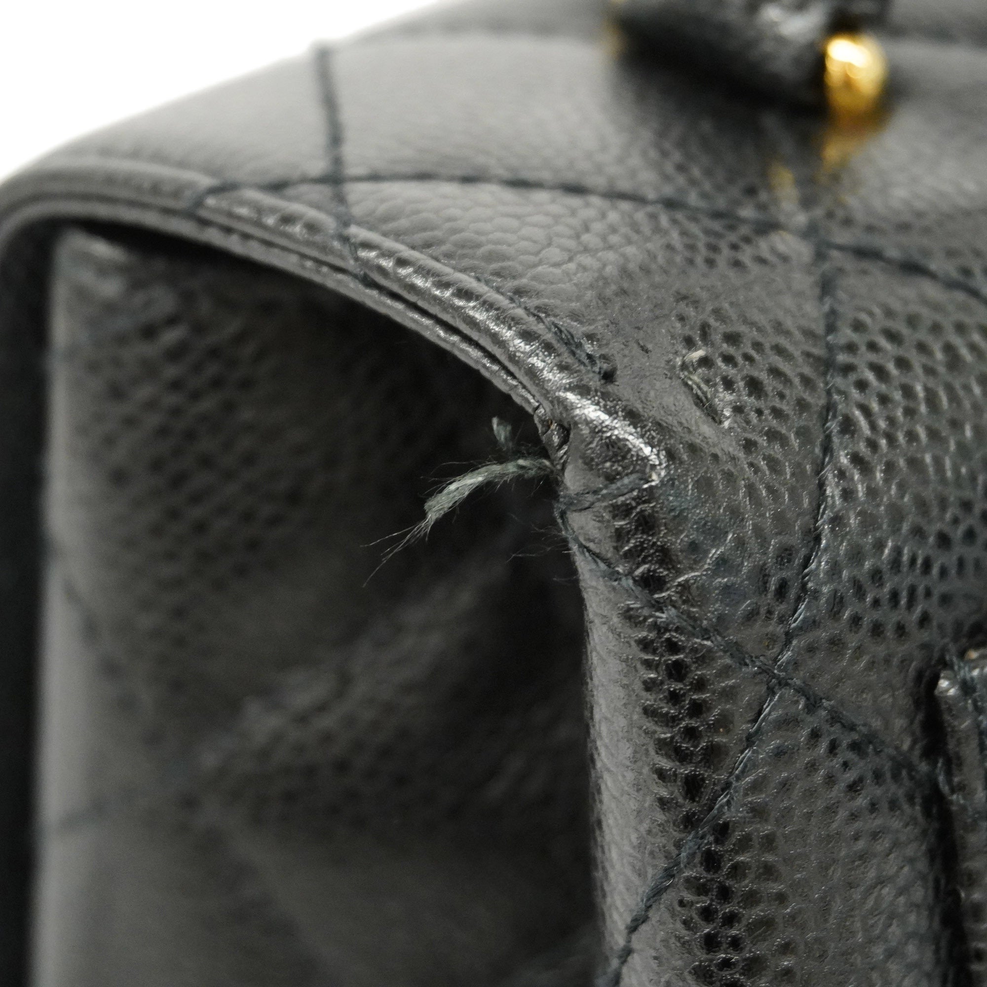 CHANEL[3ca0422]Auth  handbag Matelasse caviar skin black gold metal