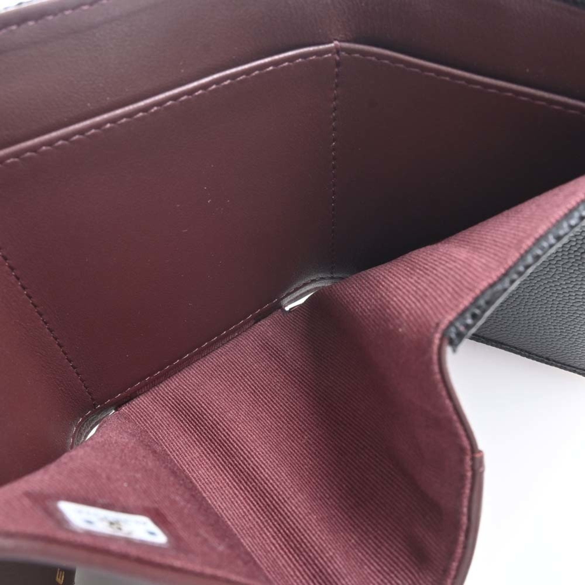 CHANEL Caviar Skin Matelasse Coco Mark Trifold Wallet Black Ladies