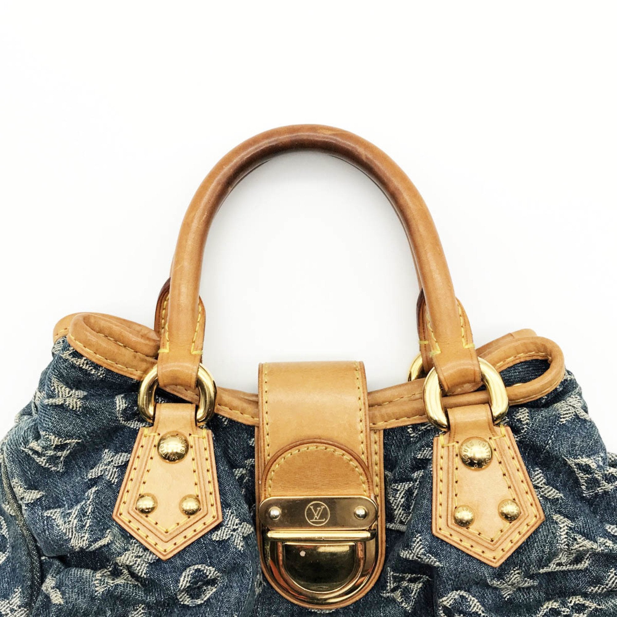 LOUIS VUITTON Pretty Monogram Denim Handbag Handheld Bag Blue Ladies Fashion M95020