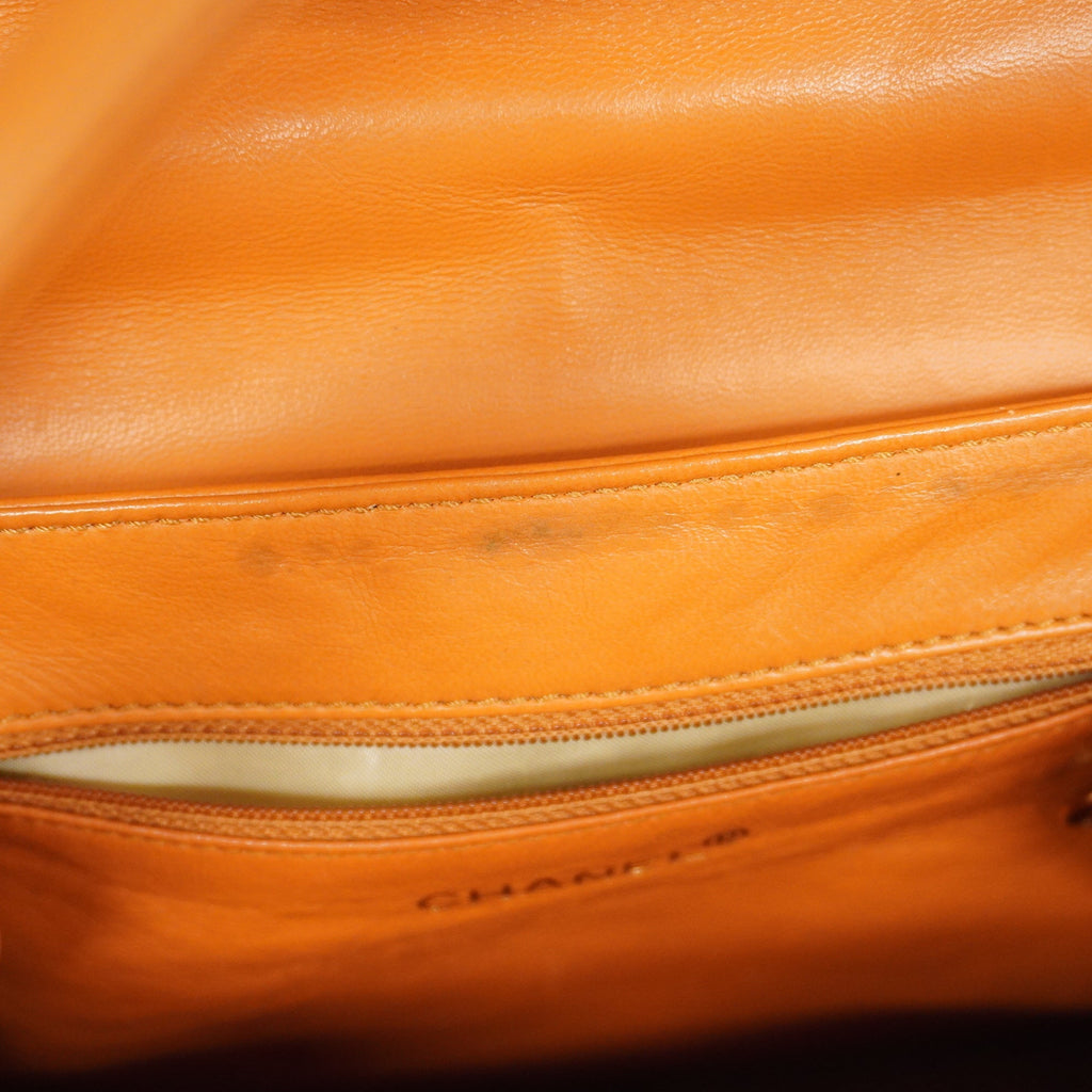 CHANEL  Matelasse Women's Leather Handbag Orange