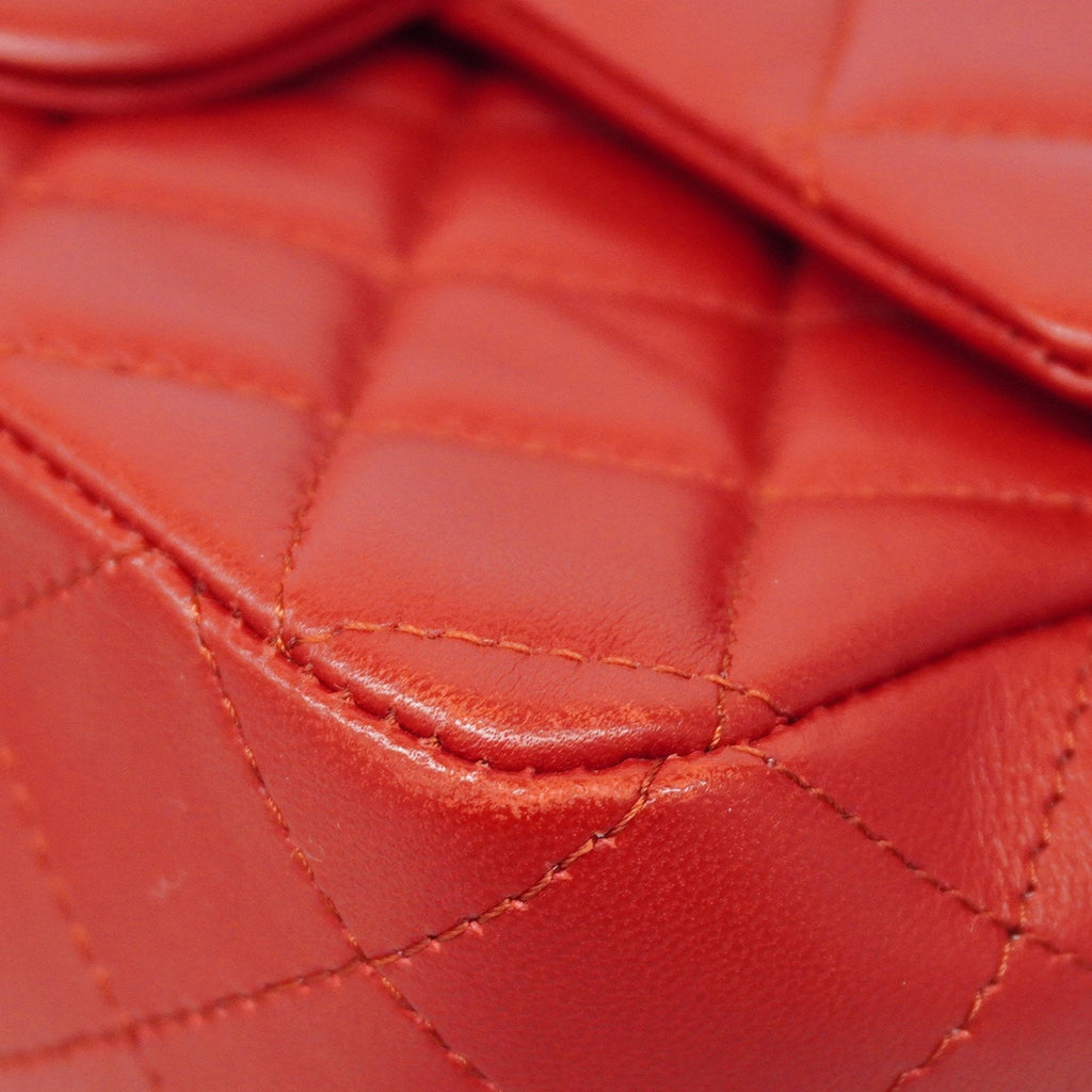 CHANELAuth  Matelasse W Flap W Chain Shoulder Bag Lambskin Women's Leather Red