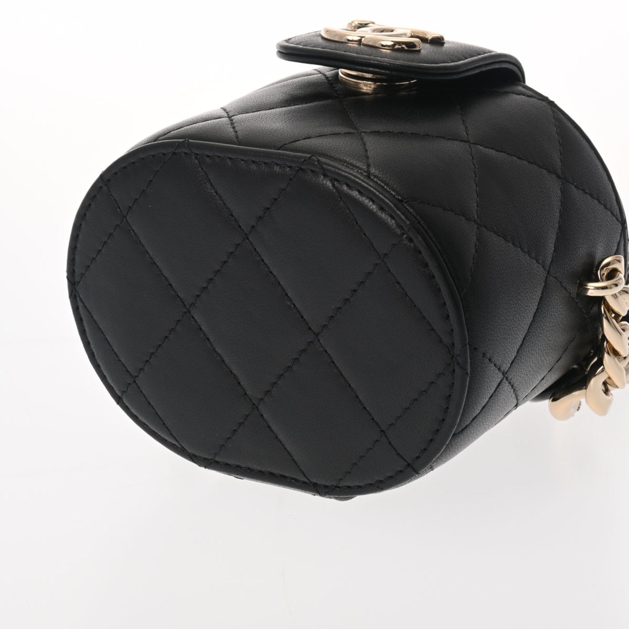 CHANEL Matelasse Vanity Chain Shoulder Black Women's Lambskin Bag