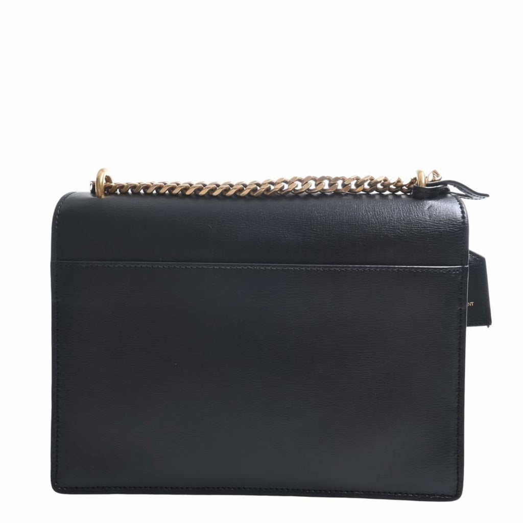 SAINT LAURENT Sunset Leather Chain Shoulder Bag 442906 Black White Ladies