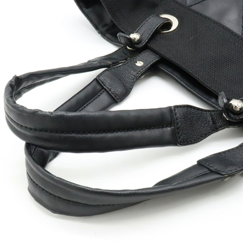 CHANEL Paris Biarritz Tote MM Bag Handbag Coated Canvas Black A34209