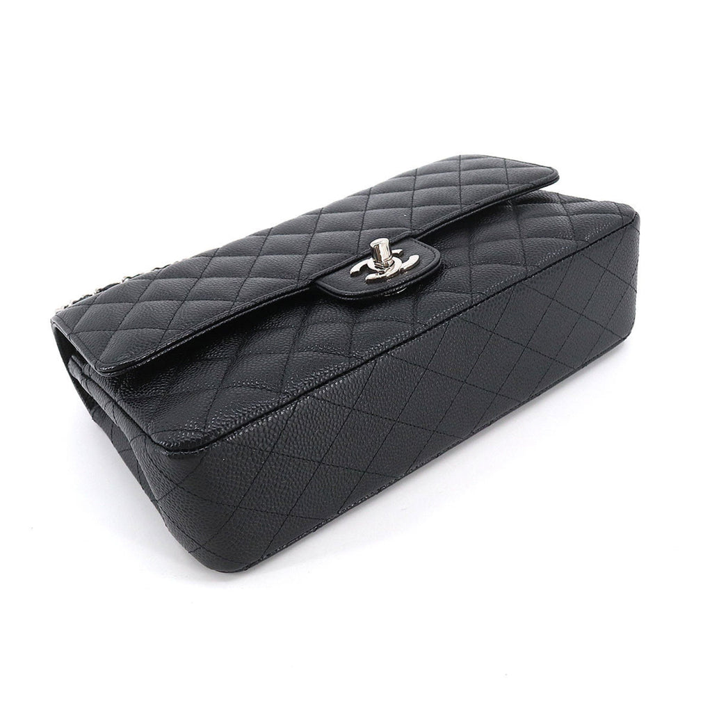 CHANEL Matelasse 25 Chain Shoulder Bag Caviar Skin Leather Black A01112 Silver Hardware