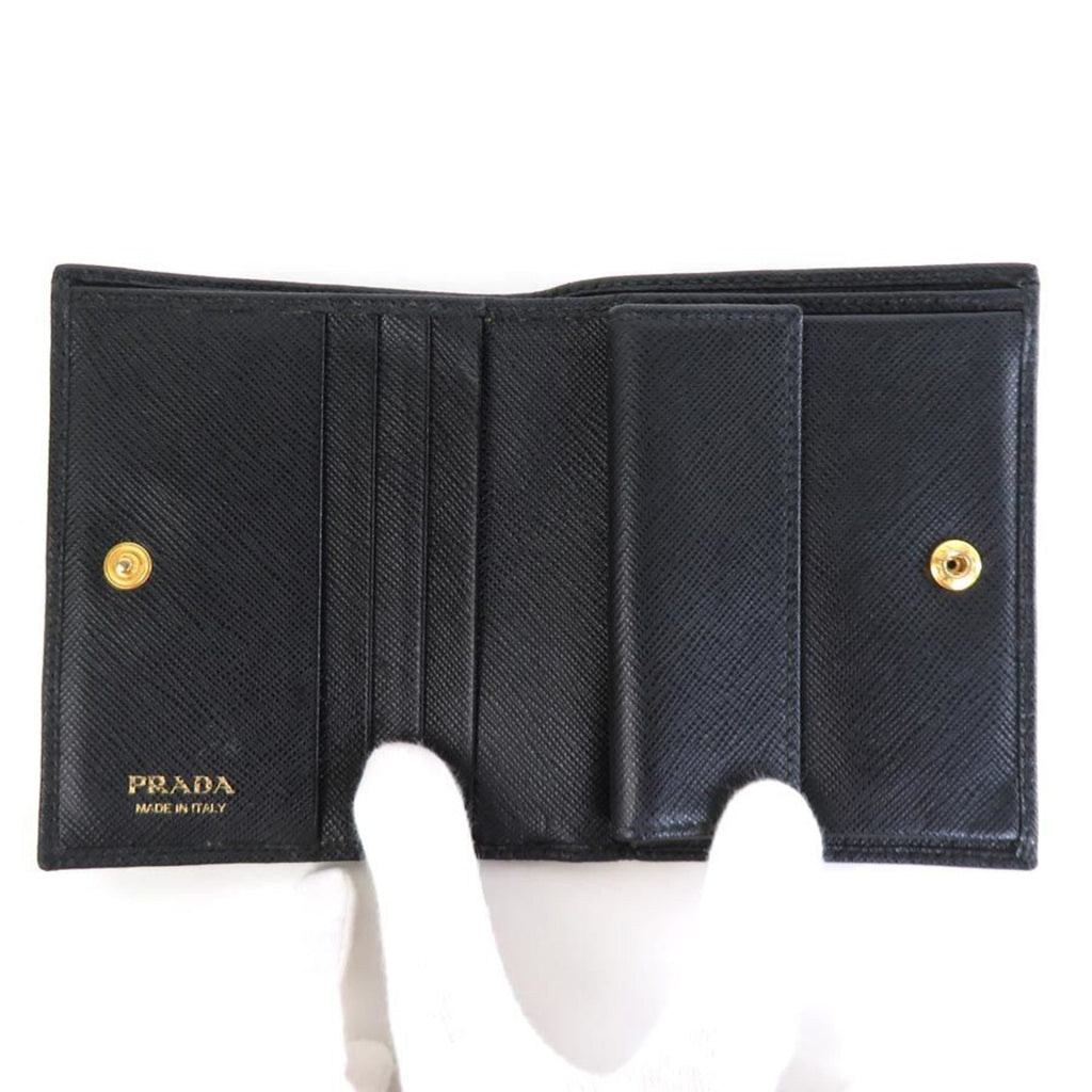 PRADA folio wallet leather black 1MV204 55188f
