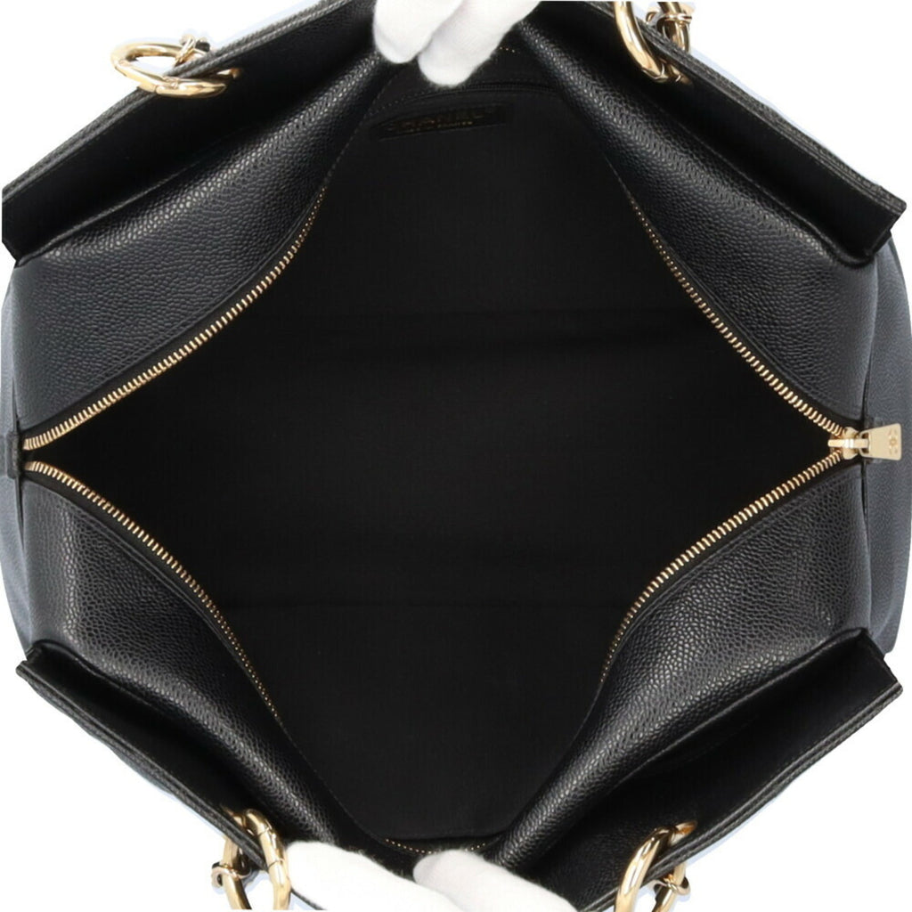 CHANEL chain matelasse shoulder bag caviar skin black ladies