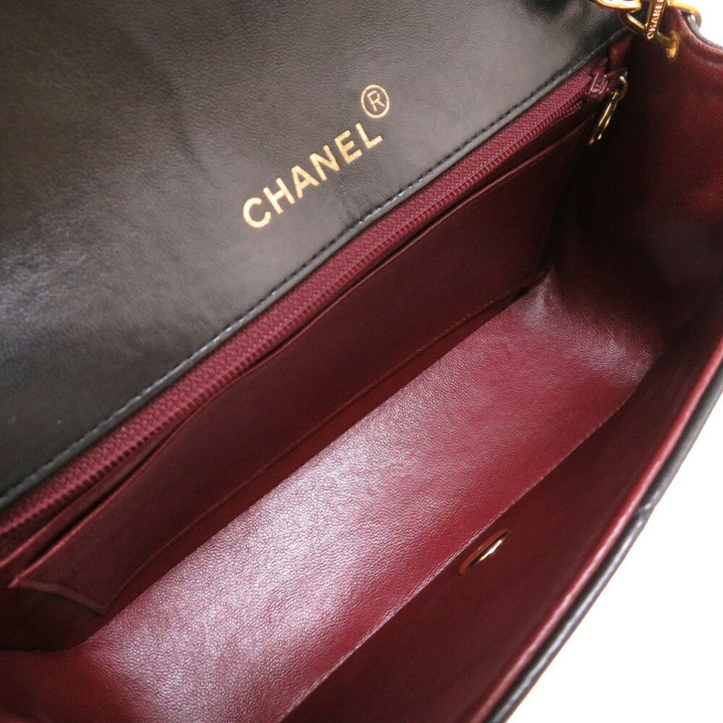 CHANEL Diana 22 Lambskin Black No. 4 Gold Chain Shoulder Bag Matelasse Coco Mark Turnlock