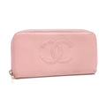 CHANEL round long wallet ladies pink caviar skin here mark