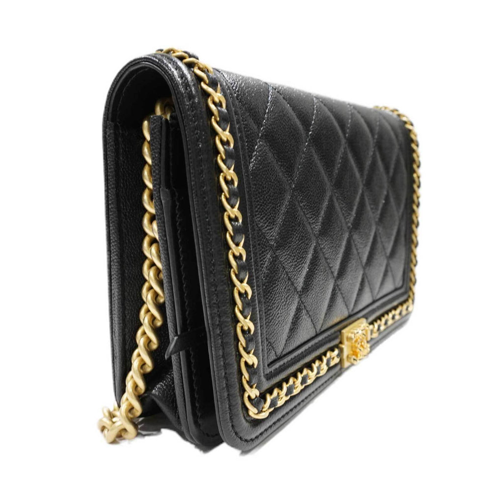 CHANEL [] 19 Chain Shoulder Bag Black/G Metal Fittings Caviar Skin Women's Men's