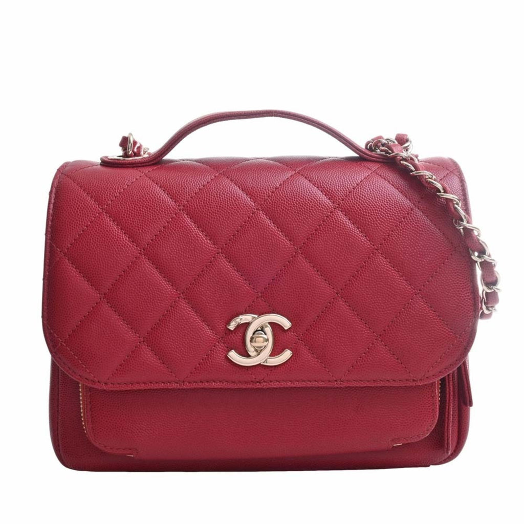 CHANEL Caviar Skin Matelasse Affinity Coco Mark Chain Shoulder Bag Red Ladies