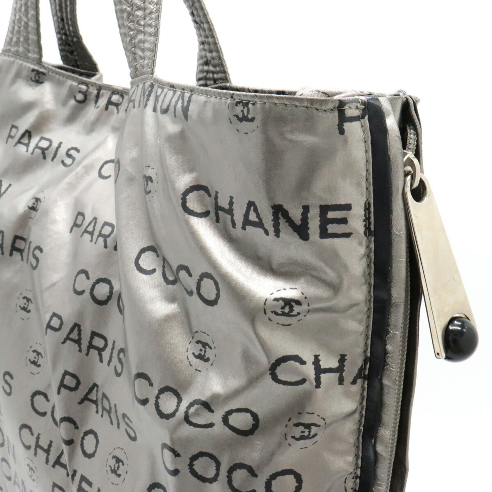 CHANEL Unlimited Tote Bag Large Shoulder Nylon Silver 6113
