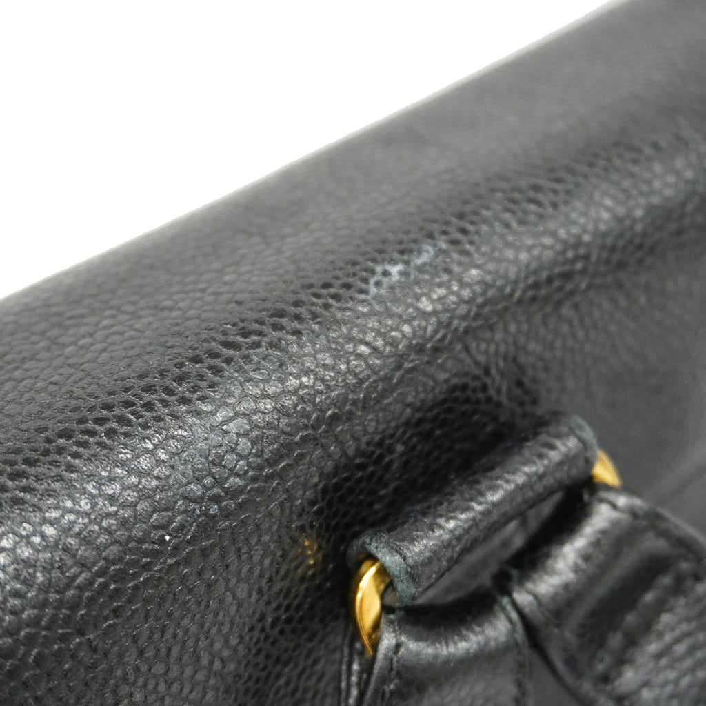 CHANELAuth  Triple Coco Women's Leather Backpack Black