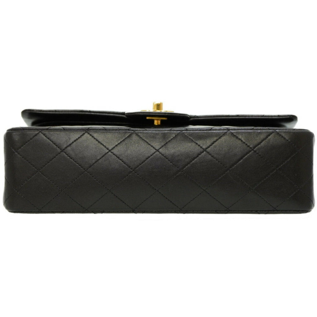 Chanel Matelasse 25 W Flap Chain Shoulder Bag Lambskin Leather Black