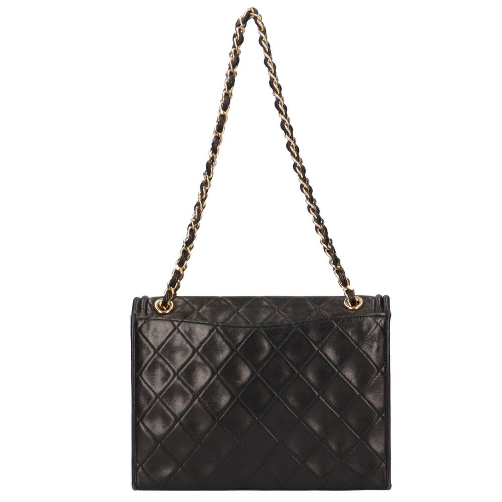 CHANEL chain matelasse shoulder bag lambskin black ladies