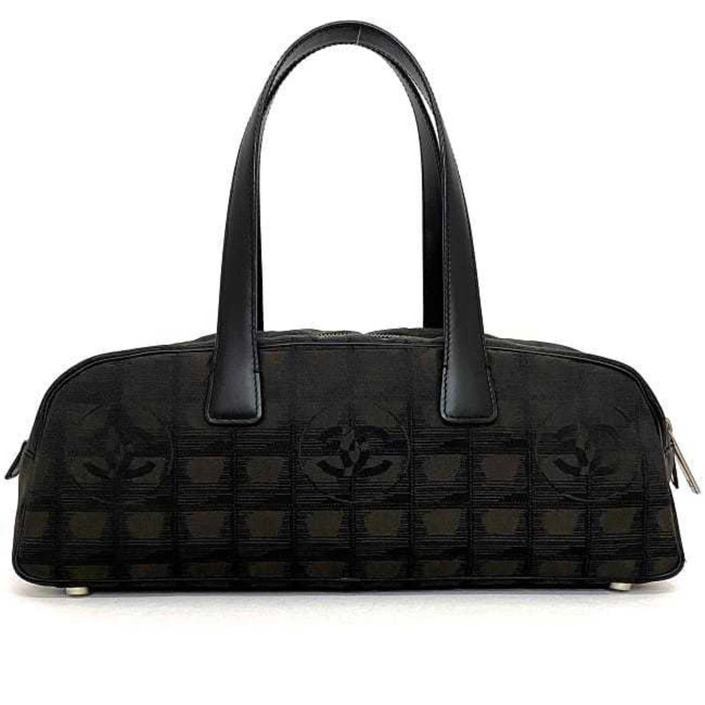 CHANEL Boston Bag Brown Black New A15828 Cocomark Nylon Leather 10th  Nutra Line Handbag