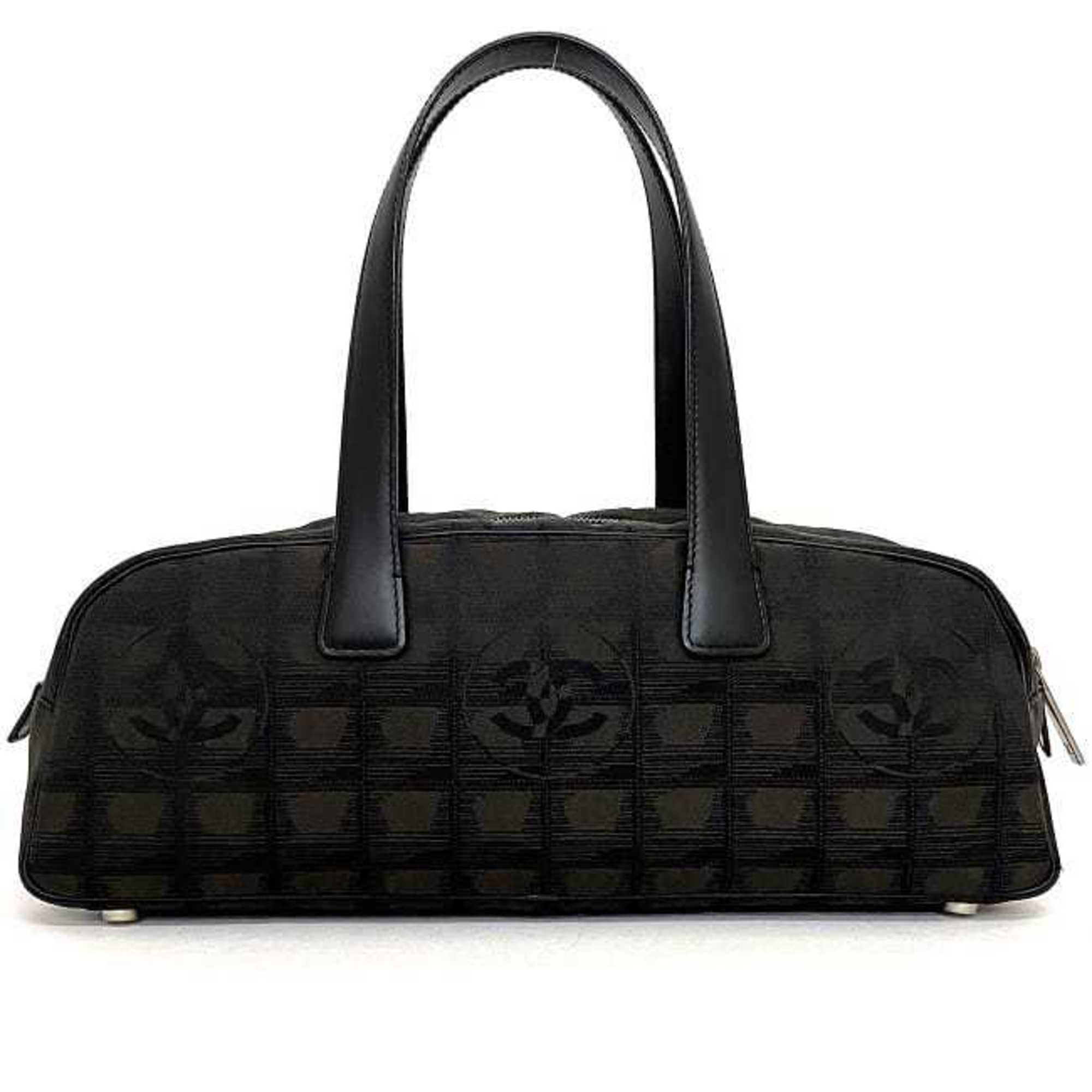 CHANEL Boston Bag Brown Black New A15828 Cocomark Nylon Leather 10th  Nutra Line Handbag