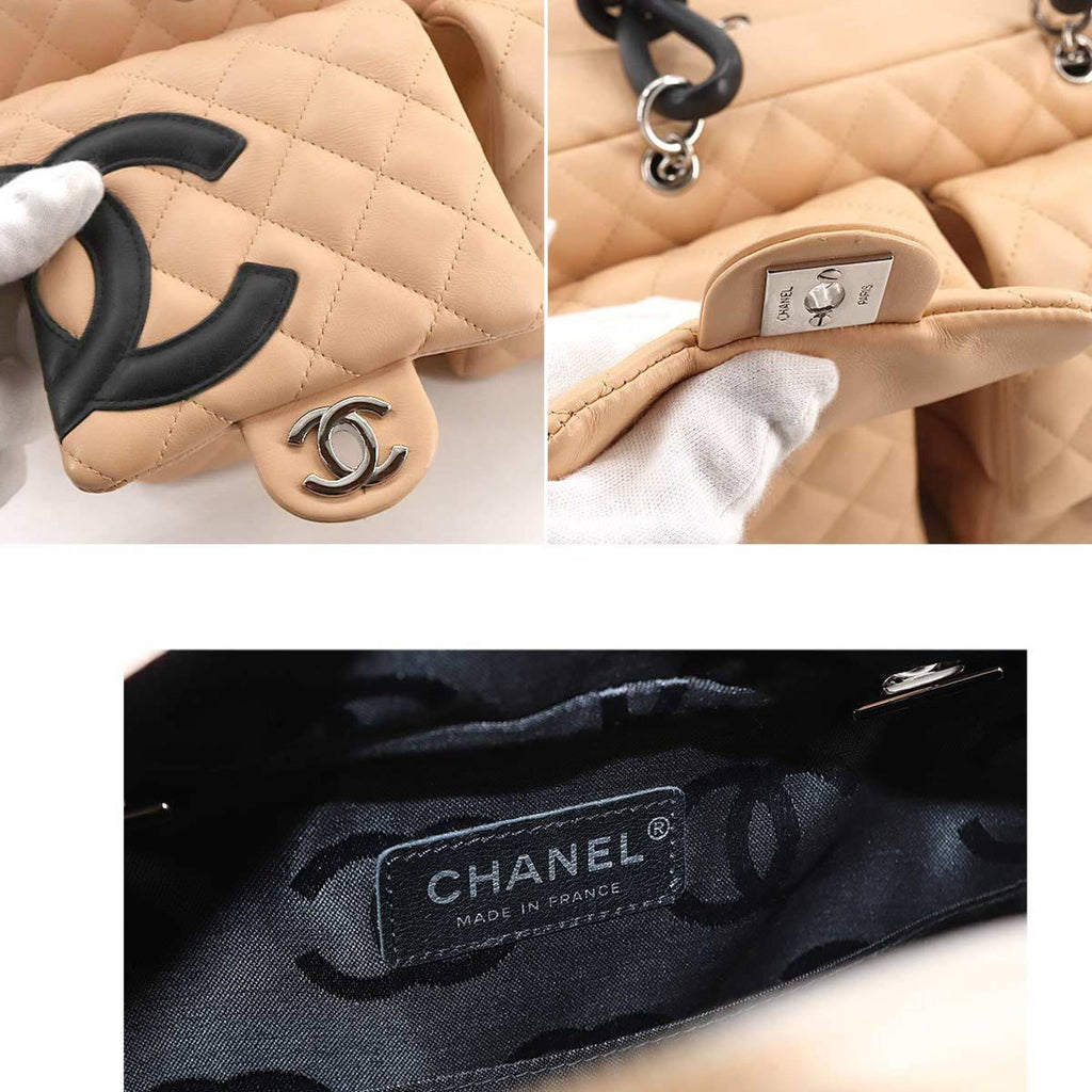 CHANEL cambon line multi-pocket shoulder bag leather beige black A25173 vintage Cambon Line Bag