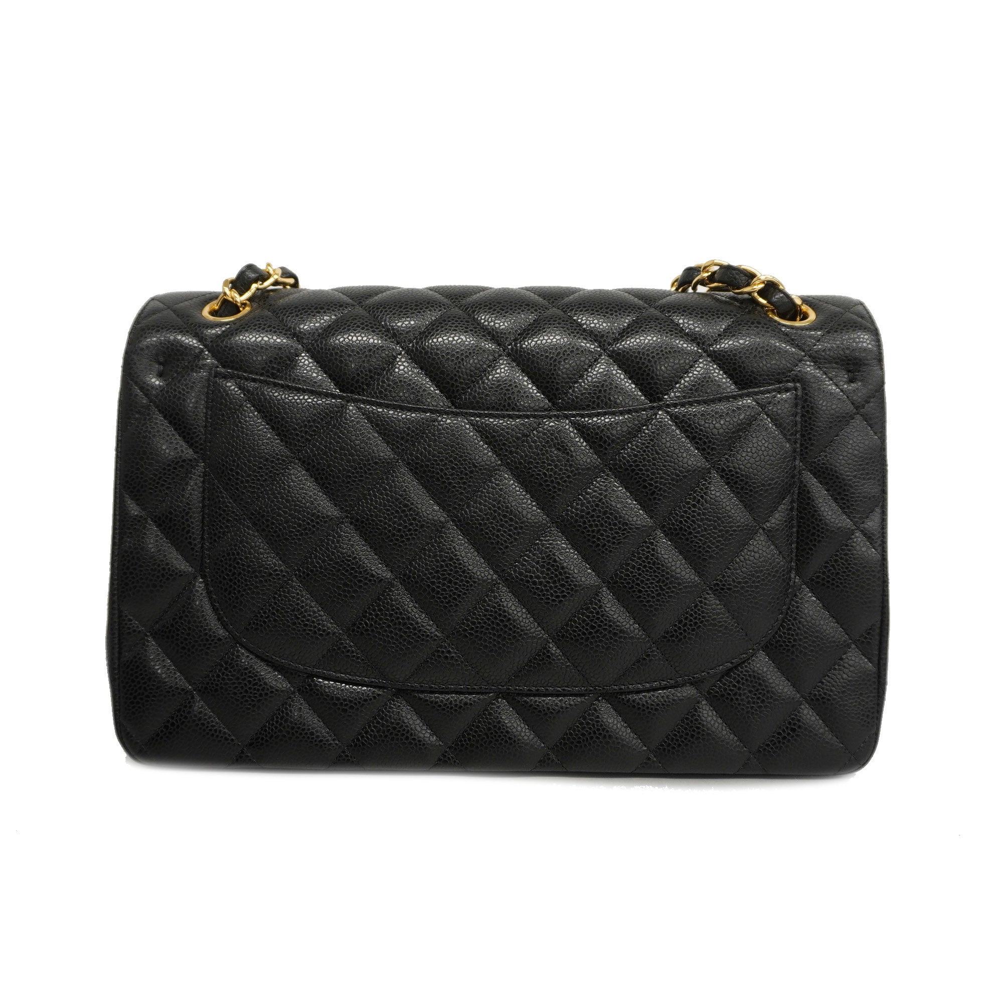 CHANEL[3bd4366-e-g]   Big Matelasse W Flap W Chain Women's Caviar Leather Shoulder Bag