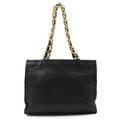 CHANEL here mark chain tote bag large shoulder leather black