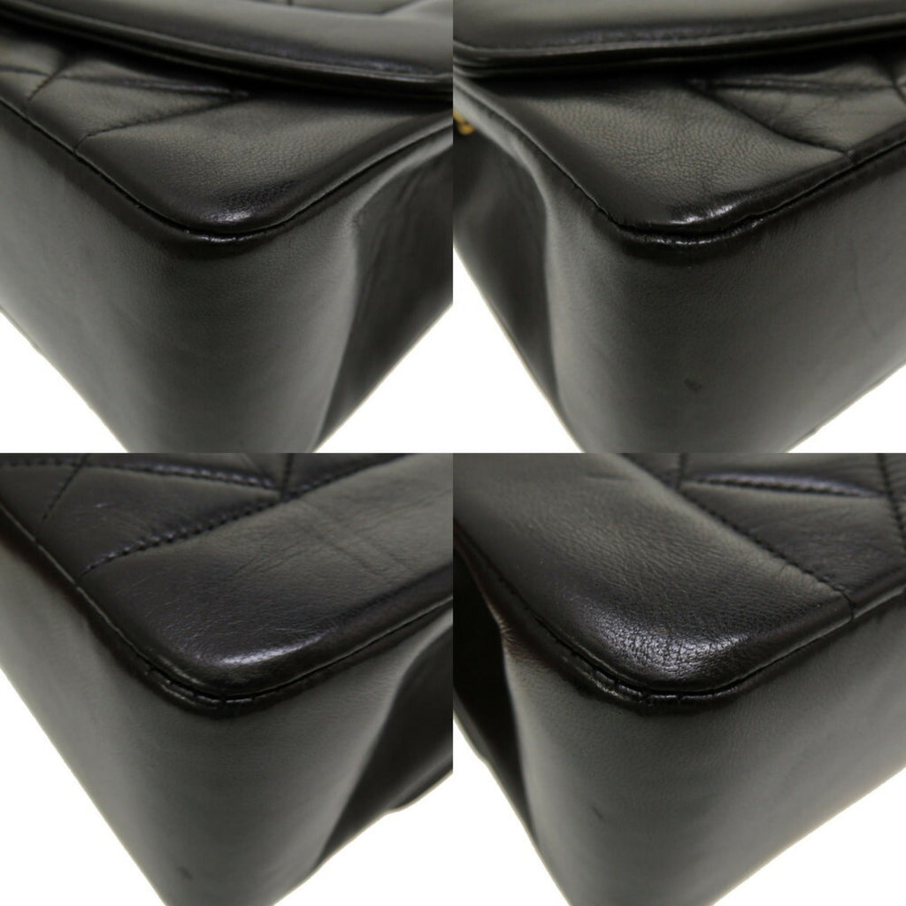 CHANEL Diana 22 Lambskin Black No. 4 Gold Chain Shoulder Bag Matelasse Coco Mark Turnlock