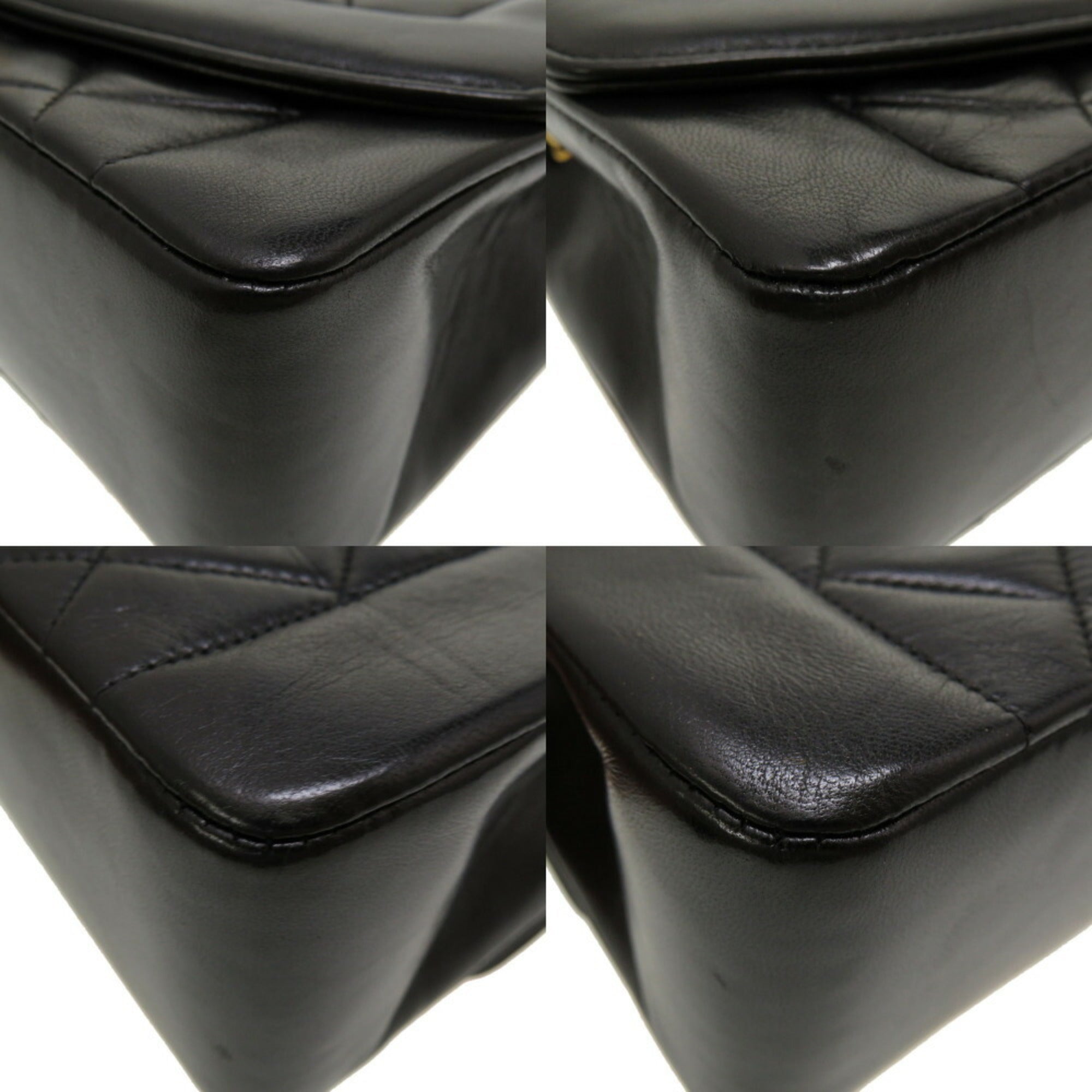 CHANEL Diana 22 Lambskin Black No. 4 Gold Chain Shoulder Bag Matelasse Coco Mark Turnlock