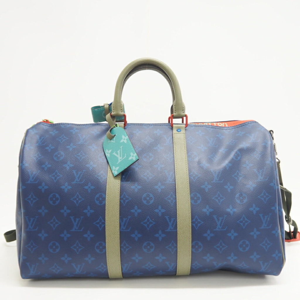 LOUIS VUITTON M43855 Keepall Bandouliere 45 Monogram Pacific Boston Bag Blue Unisex