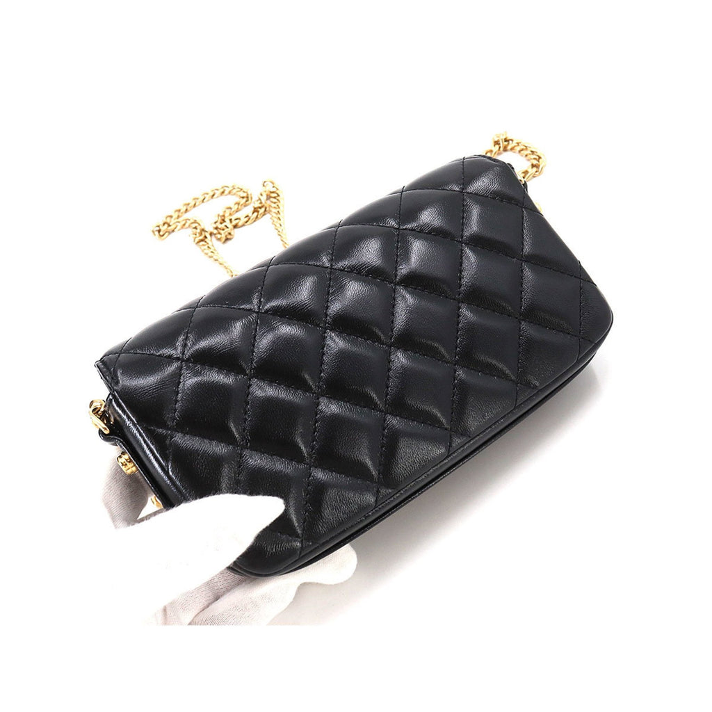 CHANEL Mini Matelasse Chain Shoulder Bag Leather Black AP3207 Phone Case