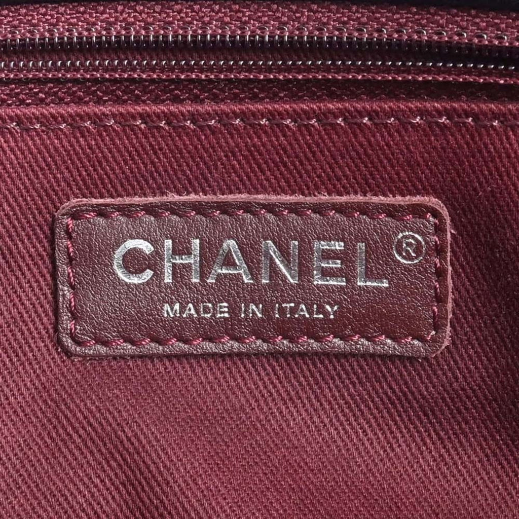 CHANEL Leather Matelasse Coco Mark Chain Tote Bag Black Ladies