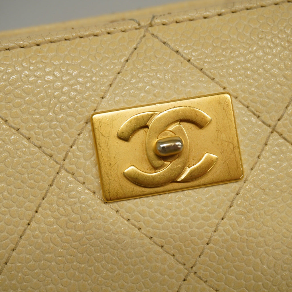 CHANEL[3ae5076]   Shoulder Bag Matelasse Chain Shoulder Caviar Skin Ivory Gold metal
