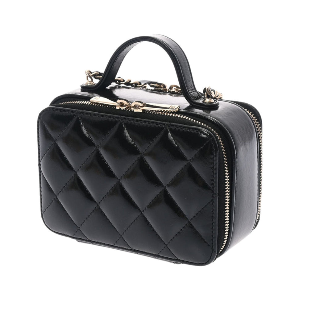 CHANEL Matelasse Small Vanity Shiny Black Ladies Lambskin Bag