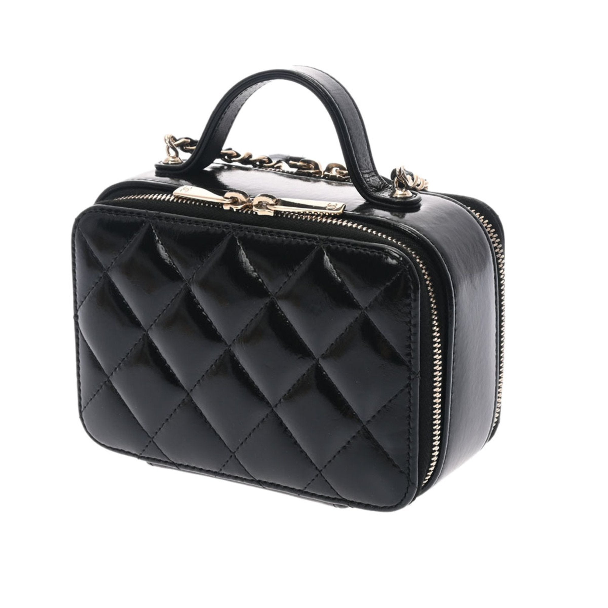 CHANEL Matelasse Small Vanity Shiny Black Ladies Lambskin Bag