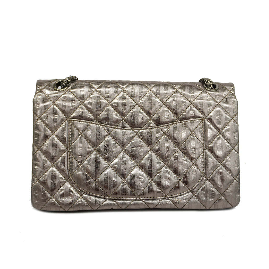 CHANELAuth  2.55 W Flap W Chain Lambskin Women's Patent Leather Shoulder Bag